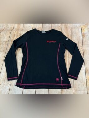 Women’s Ariat FR Polartec Powerdry Shirt Cat 2 Black Pink Workwear Top Large